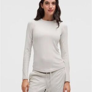 Lululemon Hold Tight Light Gray Long Sleeve Top